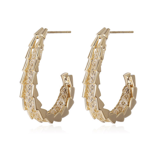 Geometric Individual Packaging Personality Love Gold Women's Temperament Personality Print Earrings