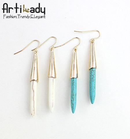 Artilady stone tassels stud earrings vintage stone