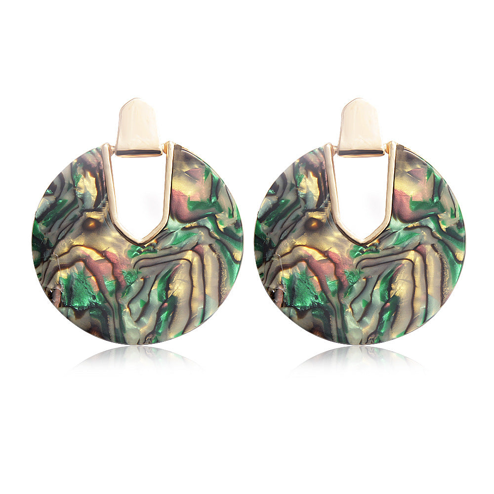 Retro Creative Painted Earrings Literature And Art Harajuku Graffiti Acetic Acid Earrings Female Geometric Acrylic Round Earrings