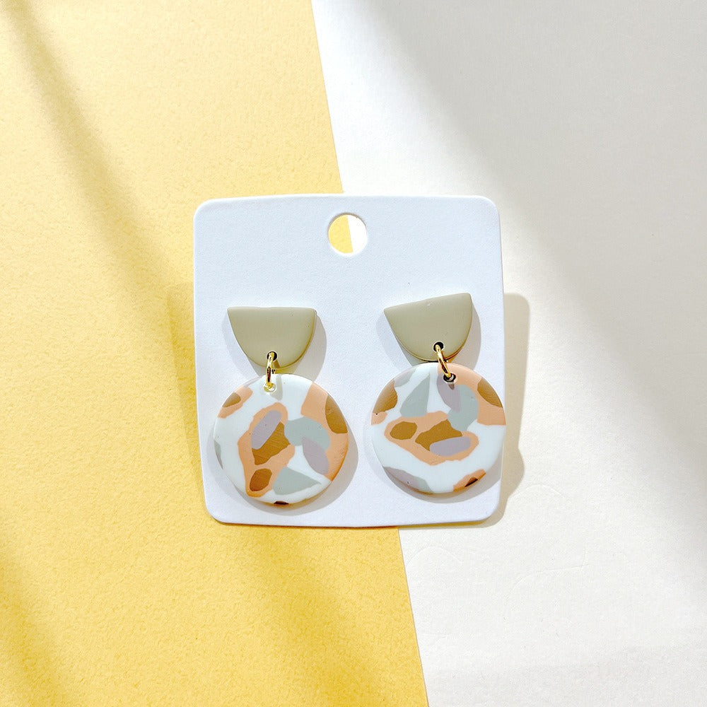 New Earrings, Milk Coffee, Soft and Gentle, Creative Geometric Camo Earrings, Female Earrings, Ins Style Earrings