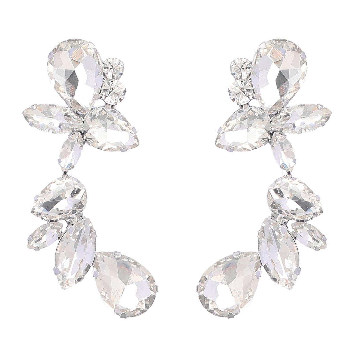 Trend Rhinestone Earrings Floral Dangle Women's Earrings Dinner Wedding Accessories Fashion Statement Jewelry