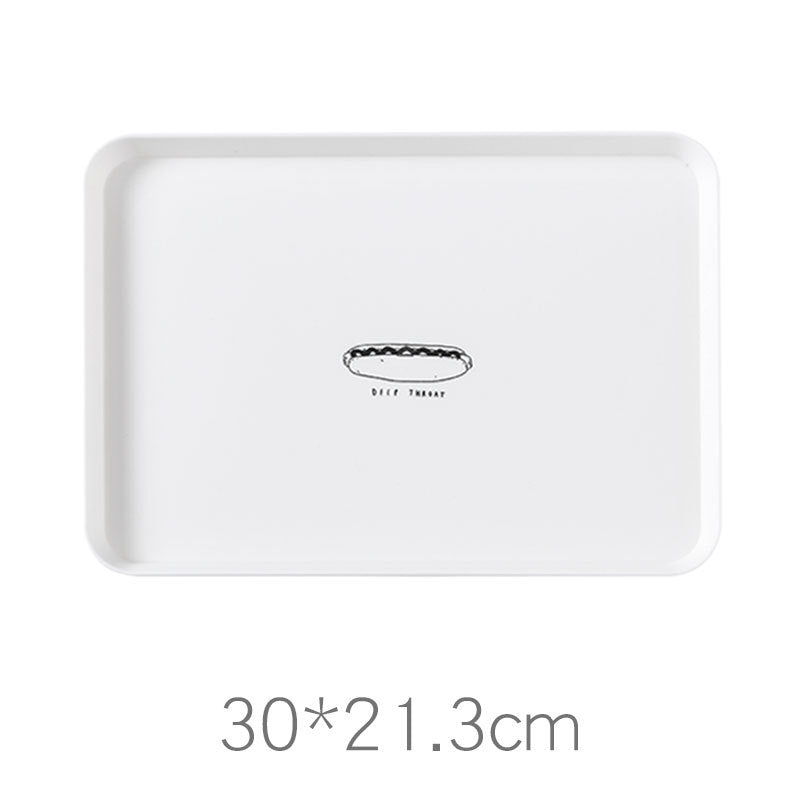 Nordic style rectangular plate household simple breakfast plate plastic tea plate dining plate desse