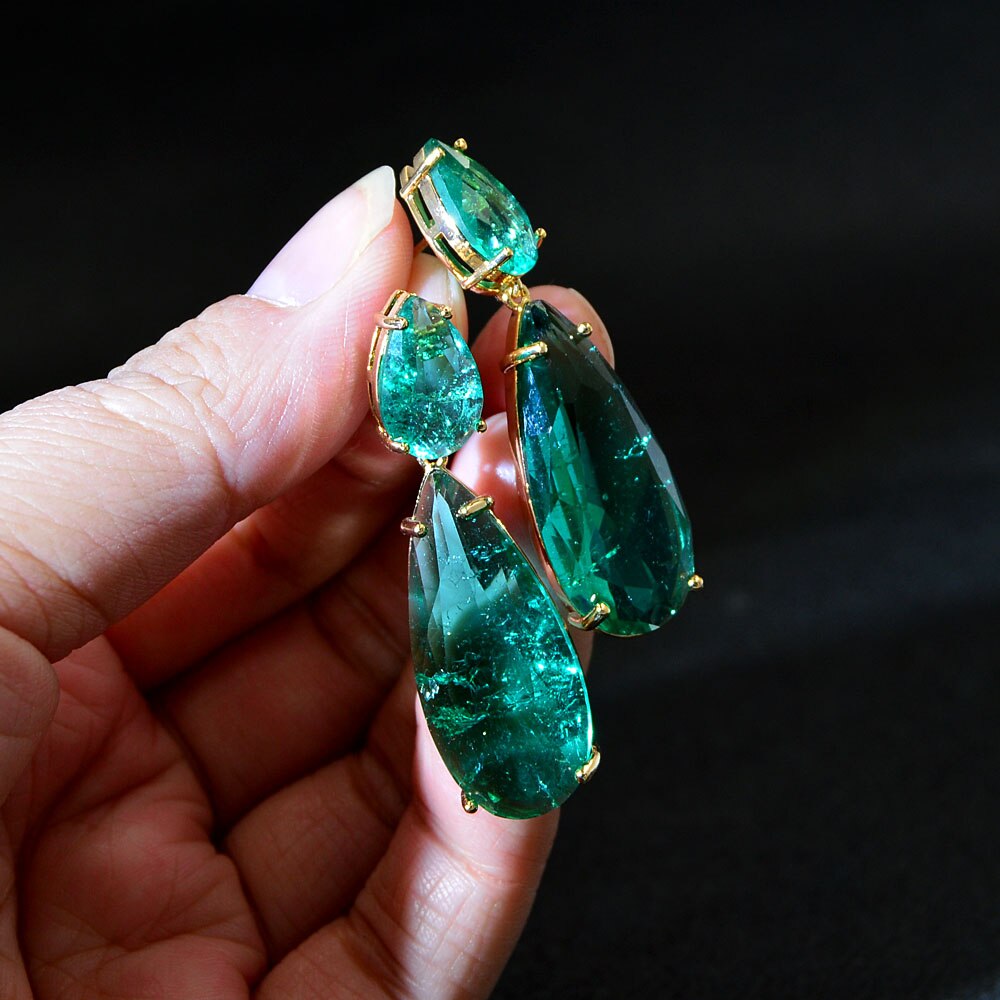 New Texture Zircon Earrings New Vintage Ice Flower Stone Earrings Popular Accessories