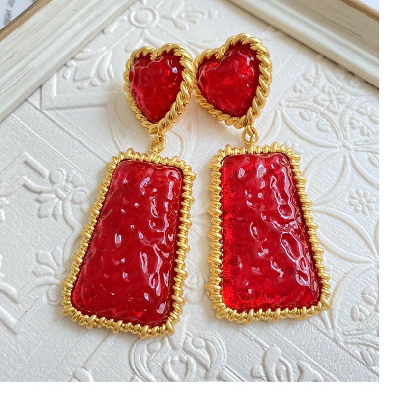 Ear studs macaron love rectangle