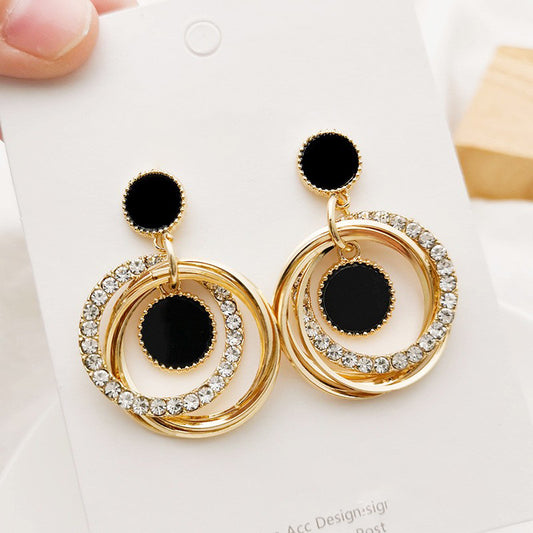 S925 Silver Needle Petal Pentagram Earrings Female Multi-Layer Diamond Hoop Earrings Earrings Korean Style Earrings For Women