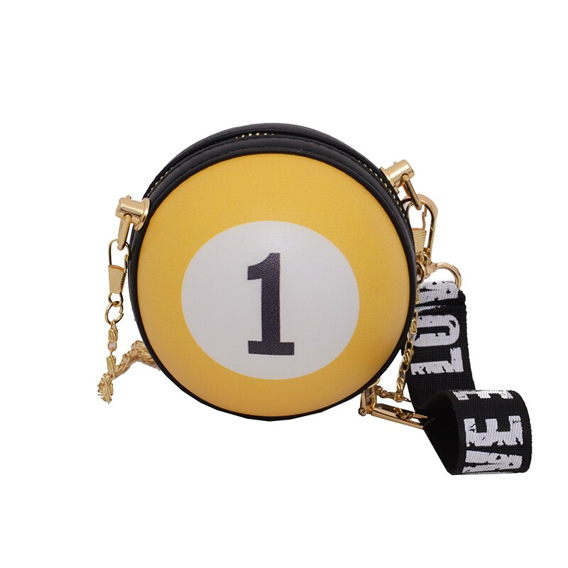 Novel Billiard Digital Round Girls Shoulder Chain Bag Purses and Handbags Crossbody Mini Bag Women Clutch Bag Totes Leather Bag