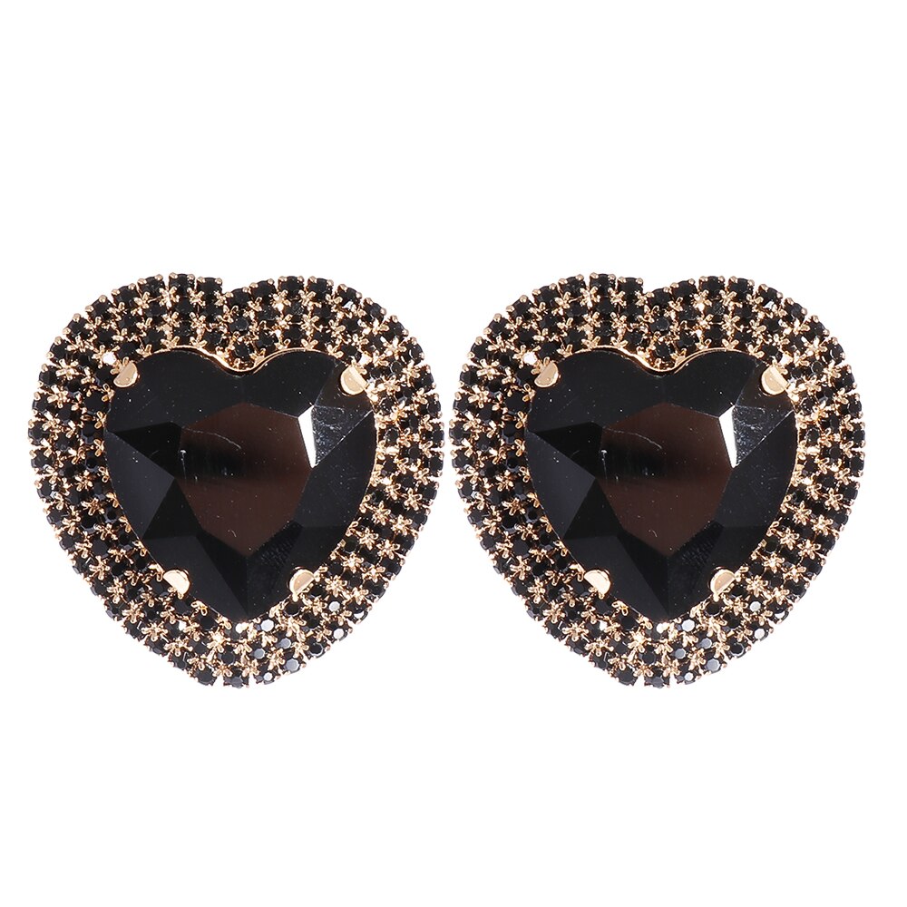 Baroque Full Stone Crystal Metal Multicolored Stud Earrings Heart Shape Wedding Earrings for Women Trend Pendant