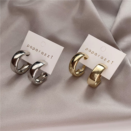 Minimalist Gold Silver color Metal Large Circle Geometric Round Big Earrings for Women Girl Wedding Party Jewelry
