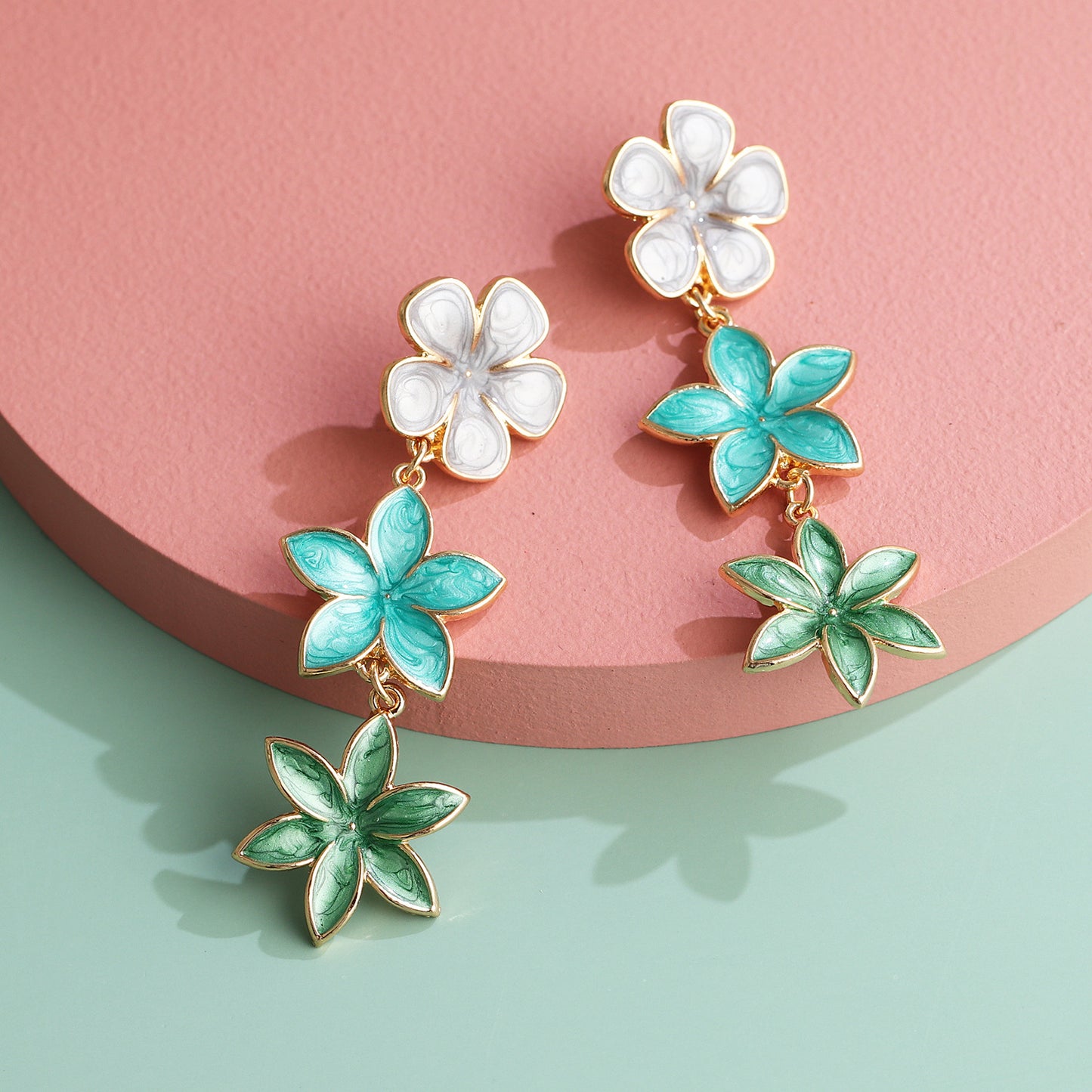 French Retro Lavender Oil Drop Flower Earrings Three Earrings Personality Earrings Ins Style For Women