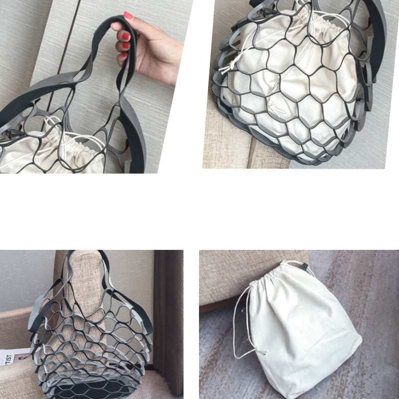 Yesello Personality Hollow Bag Beach Net Drawstring Combination Shoulder Bag Summer Totes Hand Bags Travel Handbags