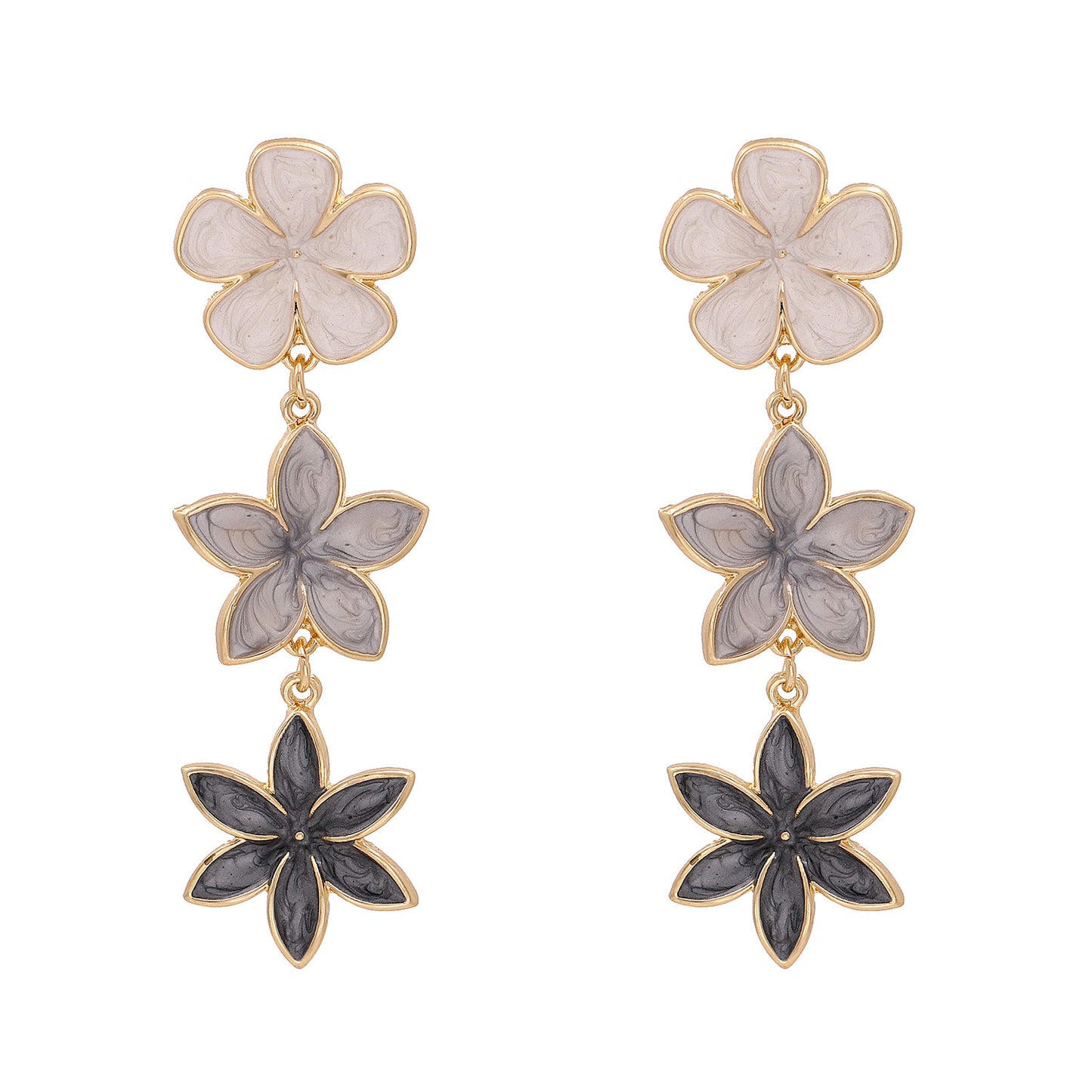 French Retro Lavender Oil Drop Flower Earrings Three Earrings Personality Earrings Ins Style For Women