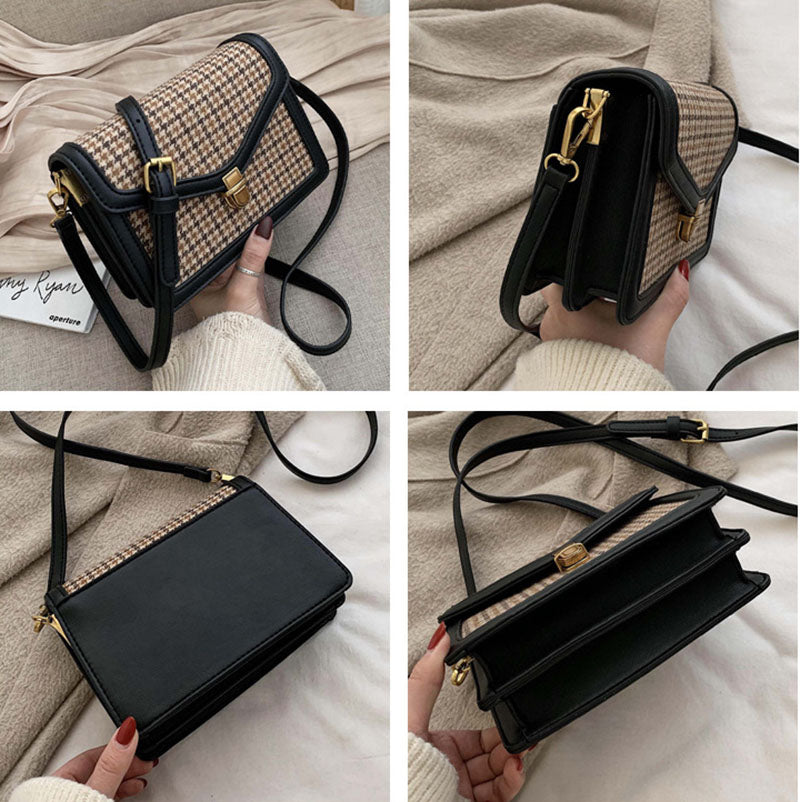 MSGHER Solid Color PU Leather Crossbody Bags For Women Chain Shoulder Messenger Bag Female Travel Lock Handbags