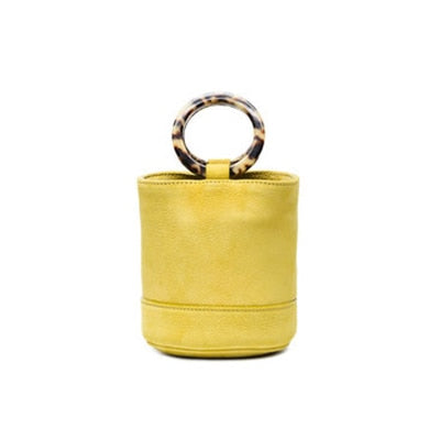 Luxury Handbags Women Bag Famous Metal Wood Handle HandBag Female Vintage Crossbody Bucket Bag