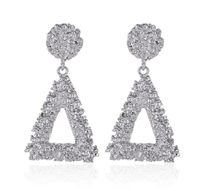 Big Vintage Earrings for Women Gold Silver Black Geometric Statement Earring 2019 Metal Earing Hanging Fashion Jewelry