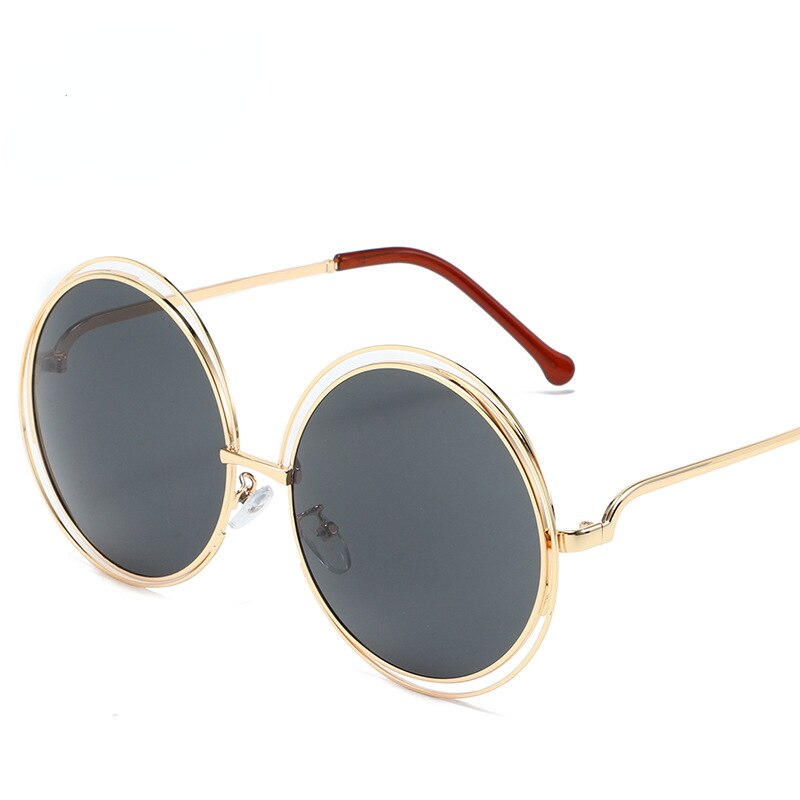 New Round Oversized Sunglasses Women Brand Designer Big Circle Gradient Mirror Sun Glasses Female Metal Frame Cool Eyewear