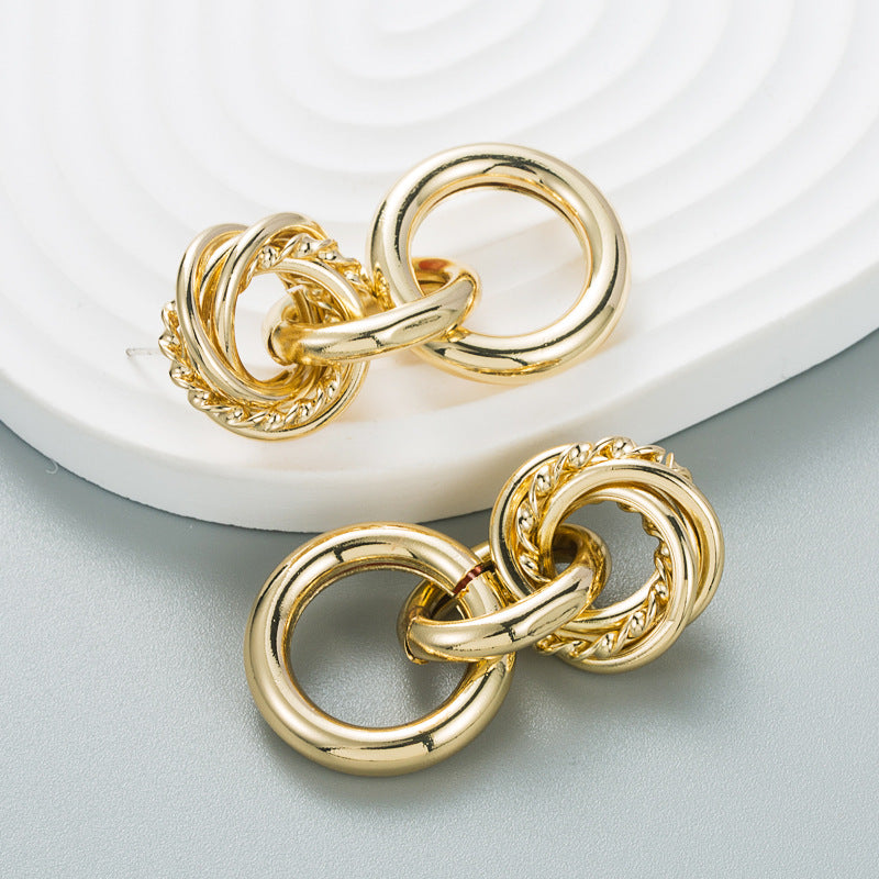 Fashion Personality Alloy Round Chain Earrings Female Trend Simple Earrings