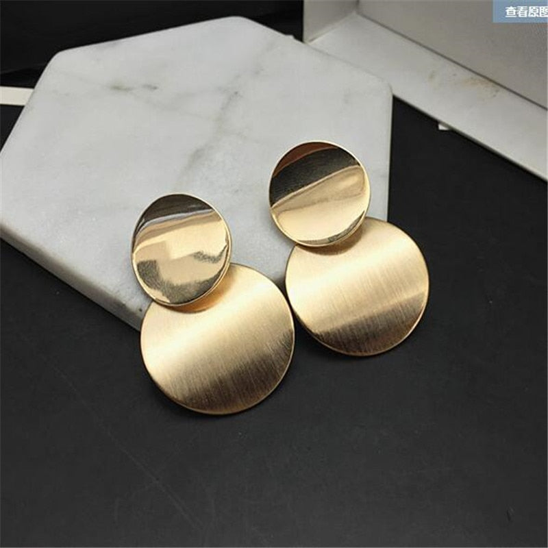 Round Shaped Golden Earrings Simple Metal Vintage Earrings For Women Fashion Jewelry Girls Earring