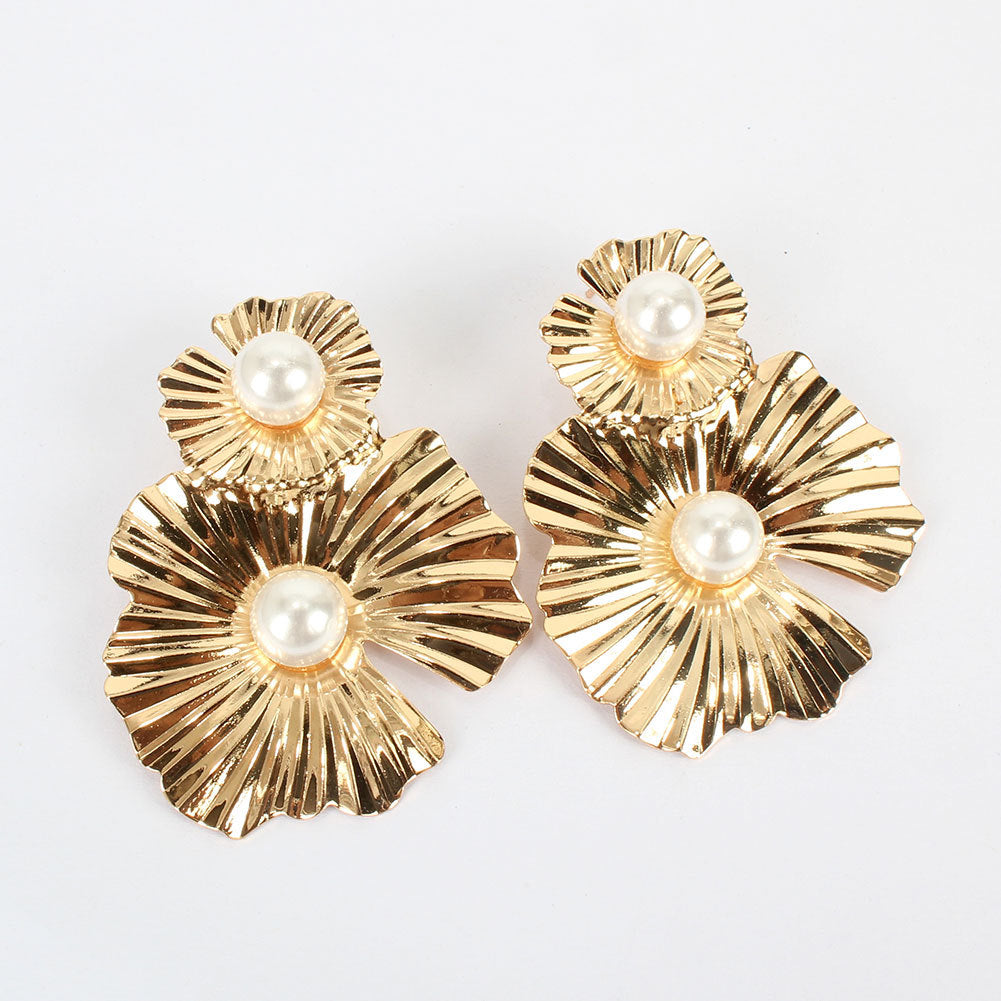 Fashion Metal Flower Earrings Simple Retro Irregular Flower Earrings For Women
