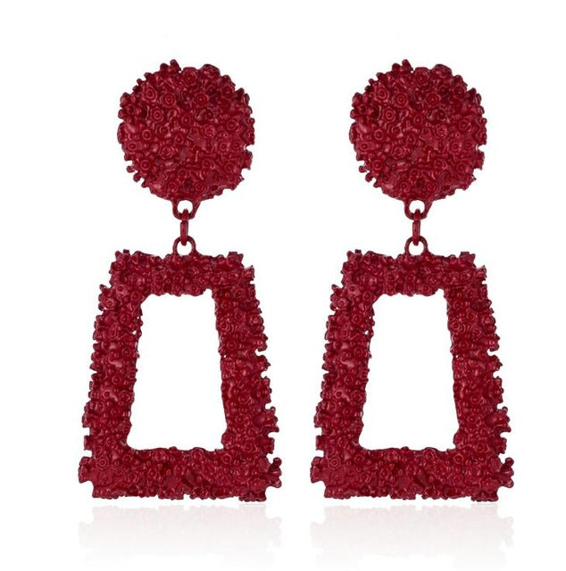 Big Vintage Earrings for Women Gold Silver Black Geometric Statement Earring 2019 Metal Earing Hanging Fashion Jewelry
