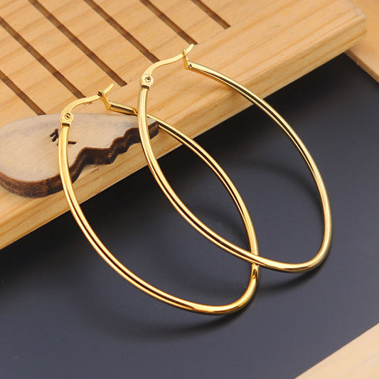 Fashion Hoop Earrings 316 Stainless Steel Hoop Earrings Gold Color Round Circle Earring Jewelry For Women Party  1 Pair