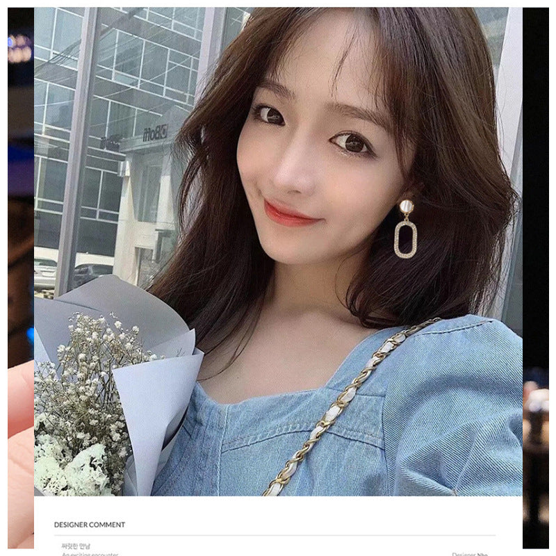 Earrings Net Celebrity Thin Temperament New Trendy Earrings Show Face Earrings Female Earrings All-Match Long Style