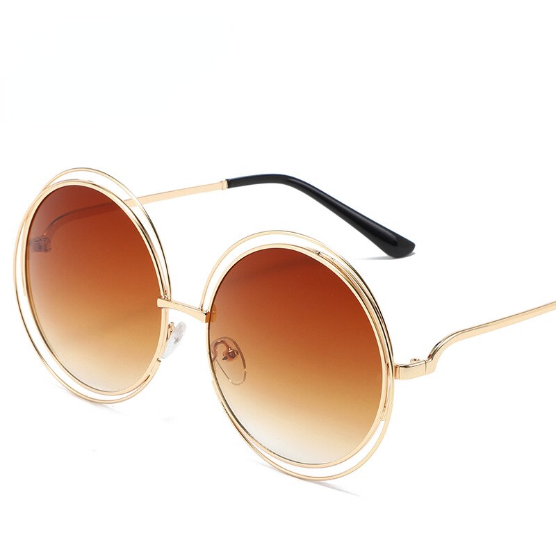 New Round Oversized Sunglasses Women Brand Designer Big Circle Gradient Mirror Sun Glasses Female Metal Frame Cool Eyewear