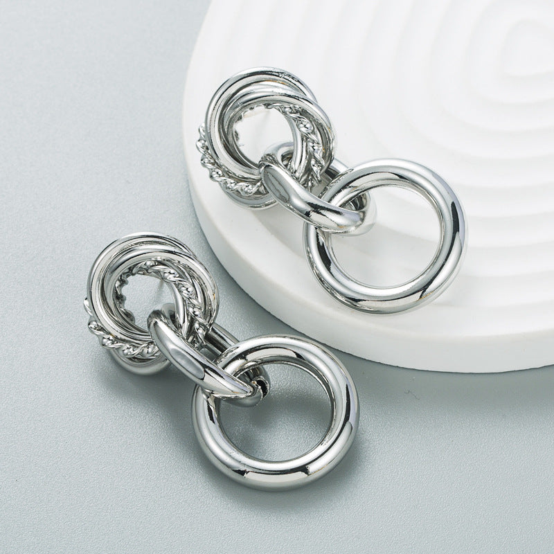 Fashion Personality Alloy Round Chain Earrings Female Trend Simple Earrings