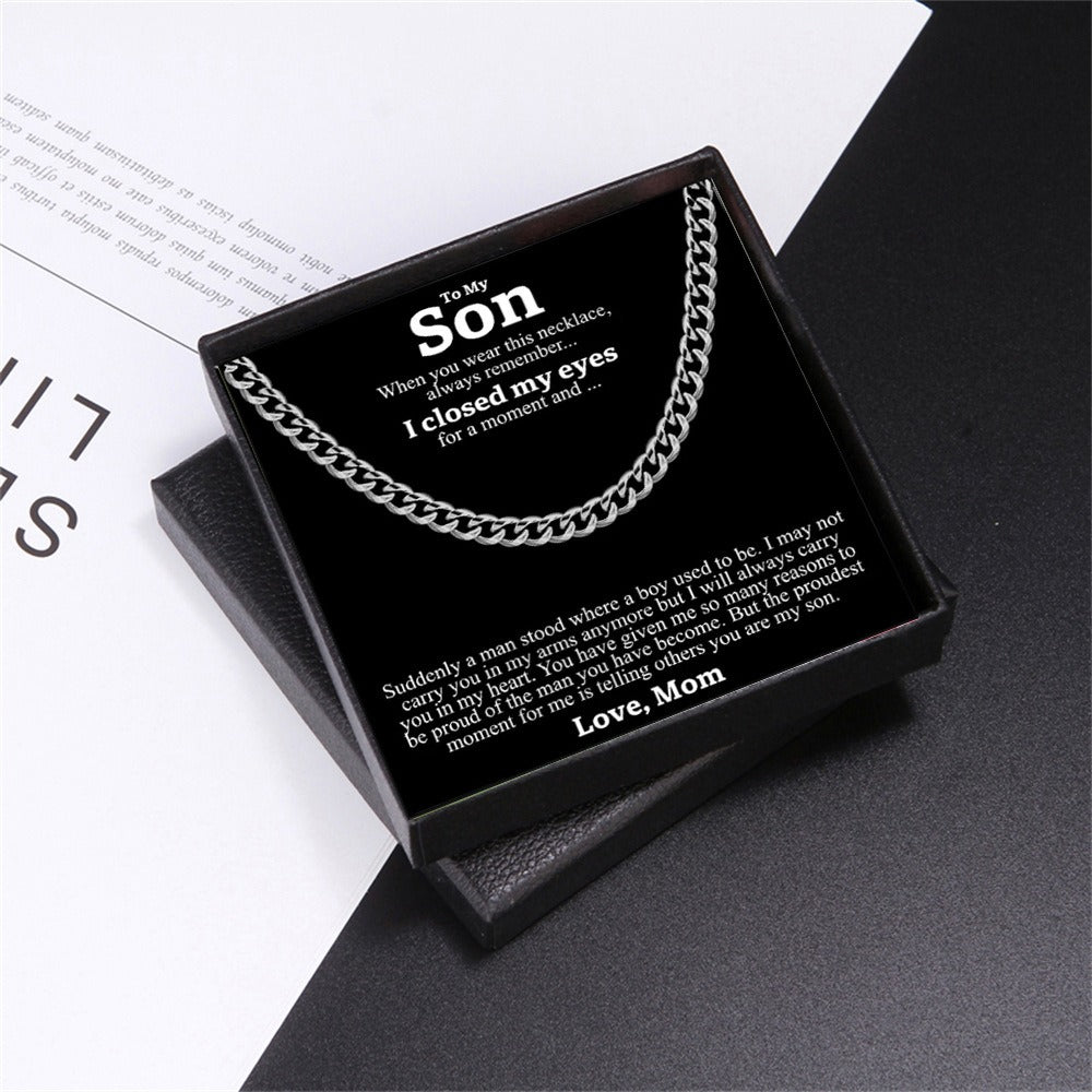Men's titanium steel Cuban chain round polished hip-hop trendy jewelry