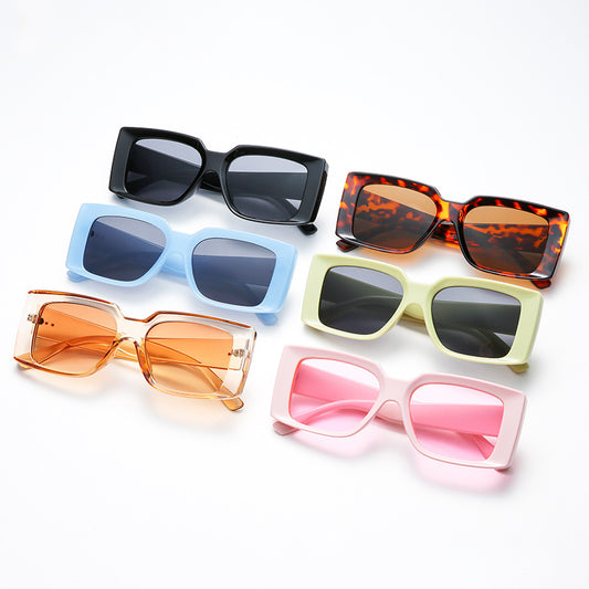 New Retro Square Sunglasses Men And Women Trend Street Shooting Rice Nails Sunglasses Candy-Colored Sunglasses
