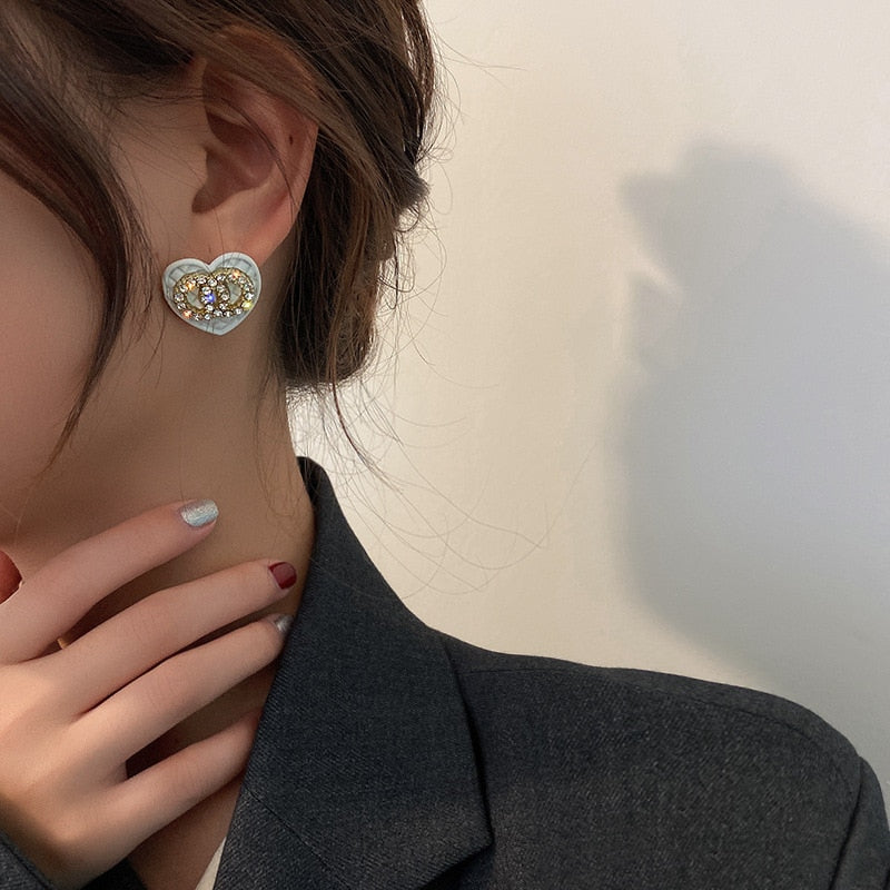 Rhinestone Geometric Stud Earrings for Women Girls New Bijoux Circle Earring Party Jewelry Gifts Gold Trendy earings
