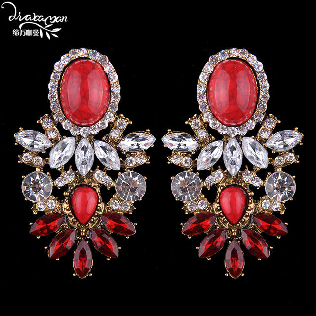 Dvacaman Brand Trendy Big Crystal Statement Earrings Wedding Drop Earrings Women Party Hanging Earrings Jewelry Wholesale