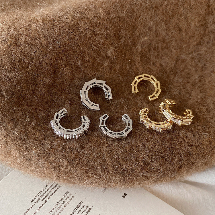 Zircon Metal Ear Clip Set Female Personality Simple And Versatile Temperament Without Pierced Earrings