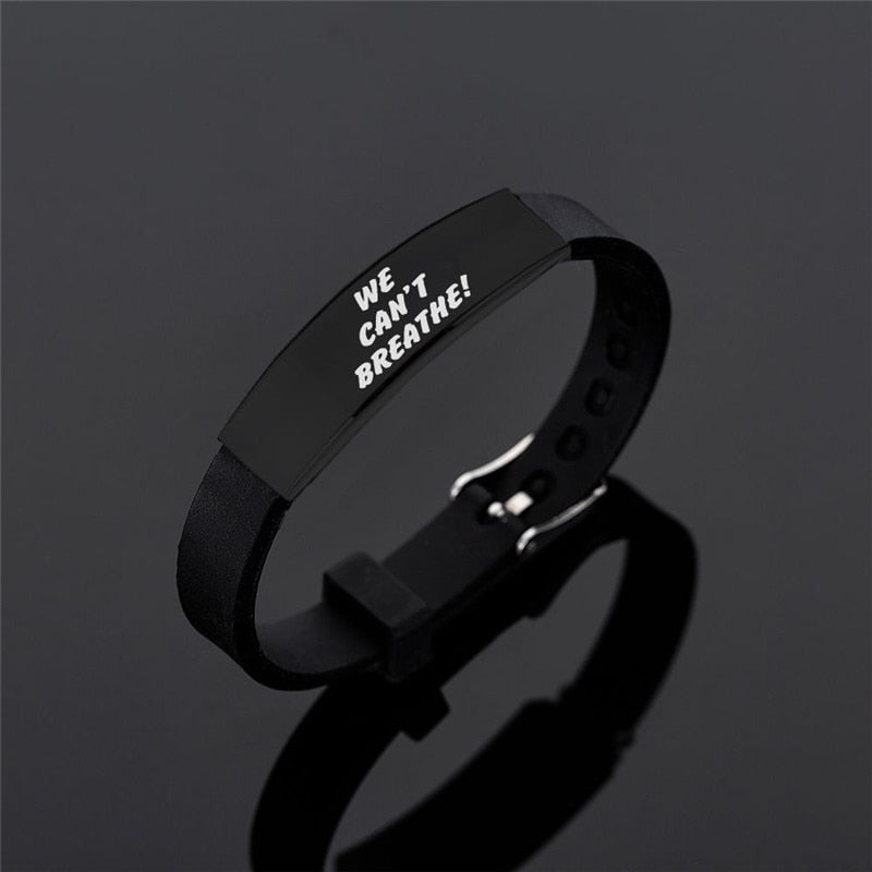 American Protest I Can't Breath Bracelets Black Stainless Steel Silicone Bracelets&Bangles Adjustable George Floyd