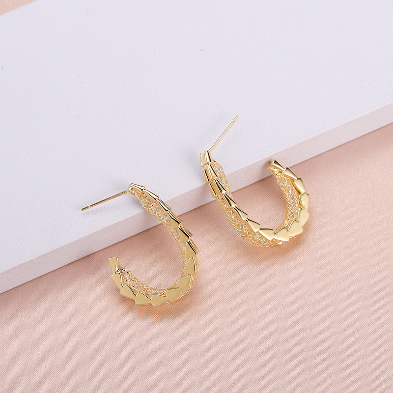 Geometric Individual Packaging Personality Love Gold Women's Temperament Personality Print Earrings