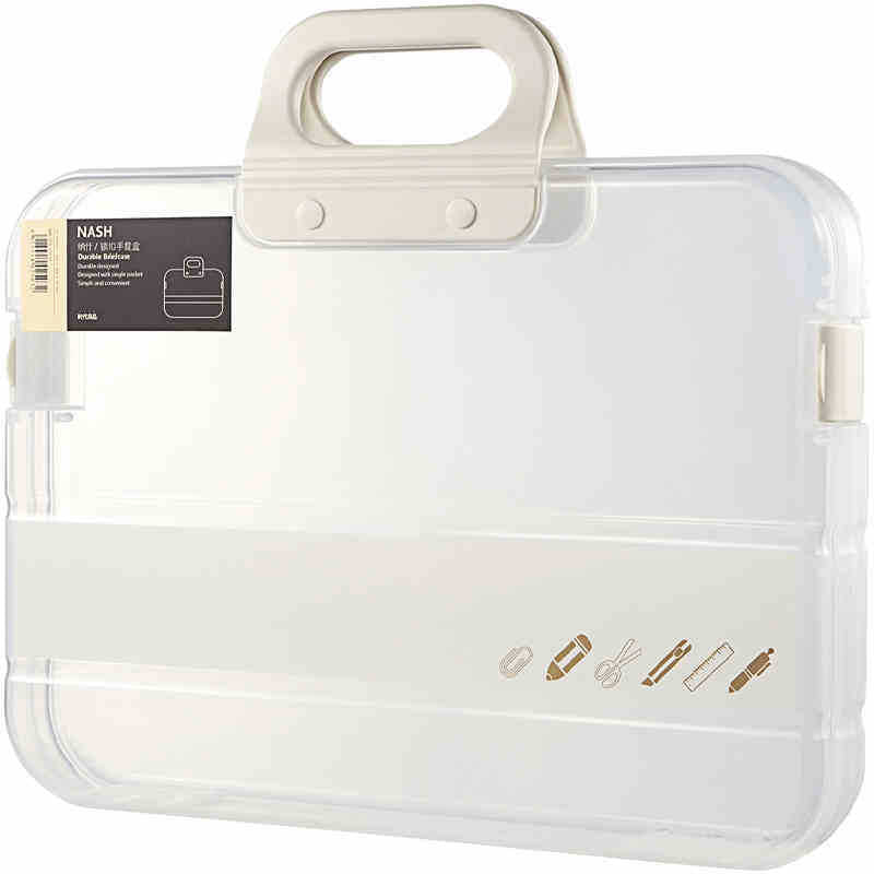 Lock Buckle, Portable Box, Transparent Plastic Material, Stationery Storage and Organization, Portable Buckle, Large Capacity