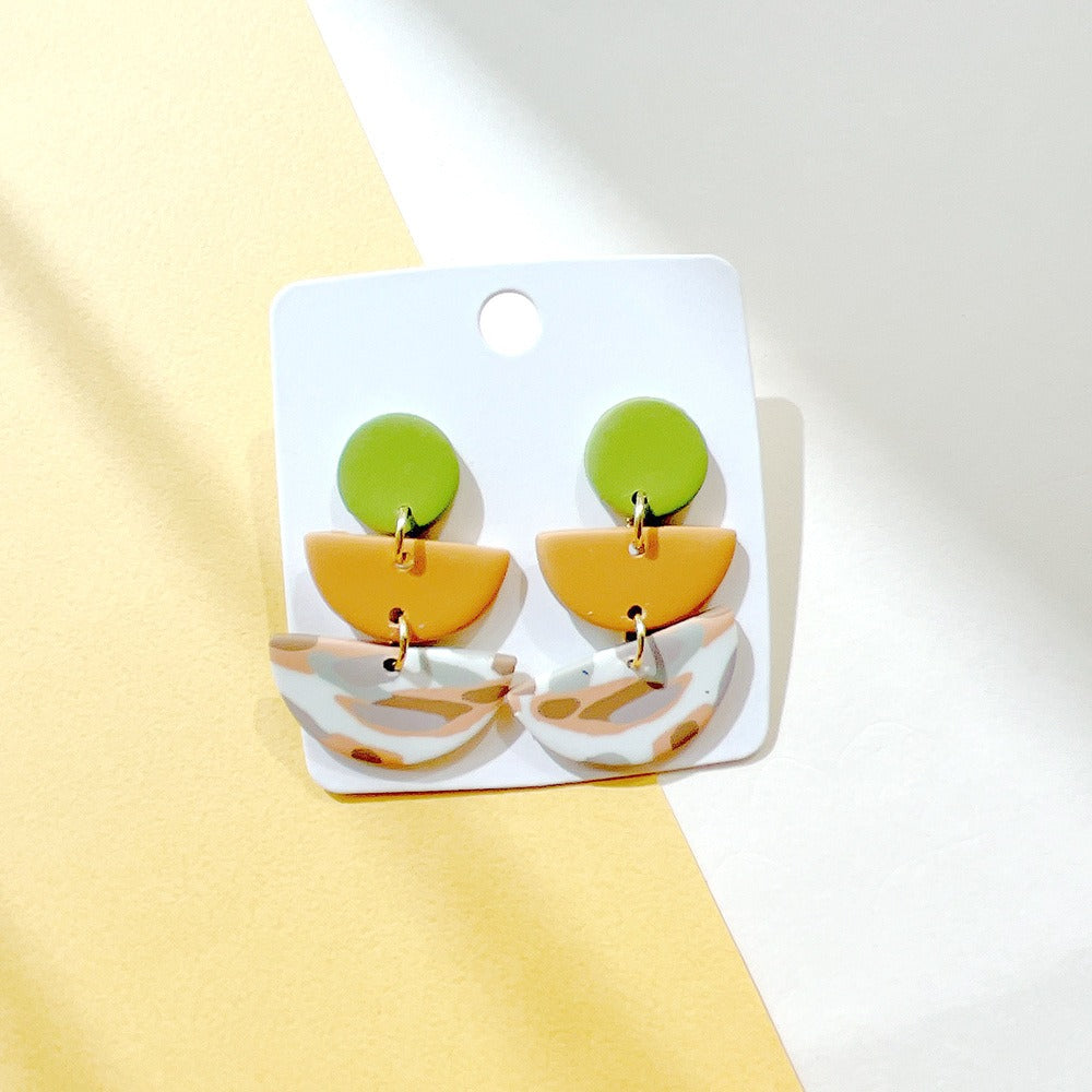 New Earrings, Milk Coffee, Soft and Gentle, Creative Geometric Camo Earrings, Female Earrings, Ins Style Earrings