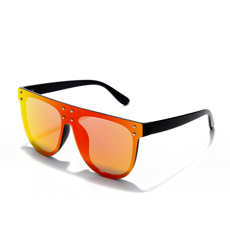 New Conjoined Large-Frame Sunglasses Fashion Rivets Colorful Mercury Sunglasses Women's Semi-Circular Frame Glasses
