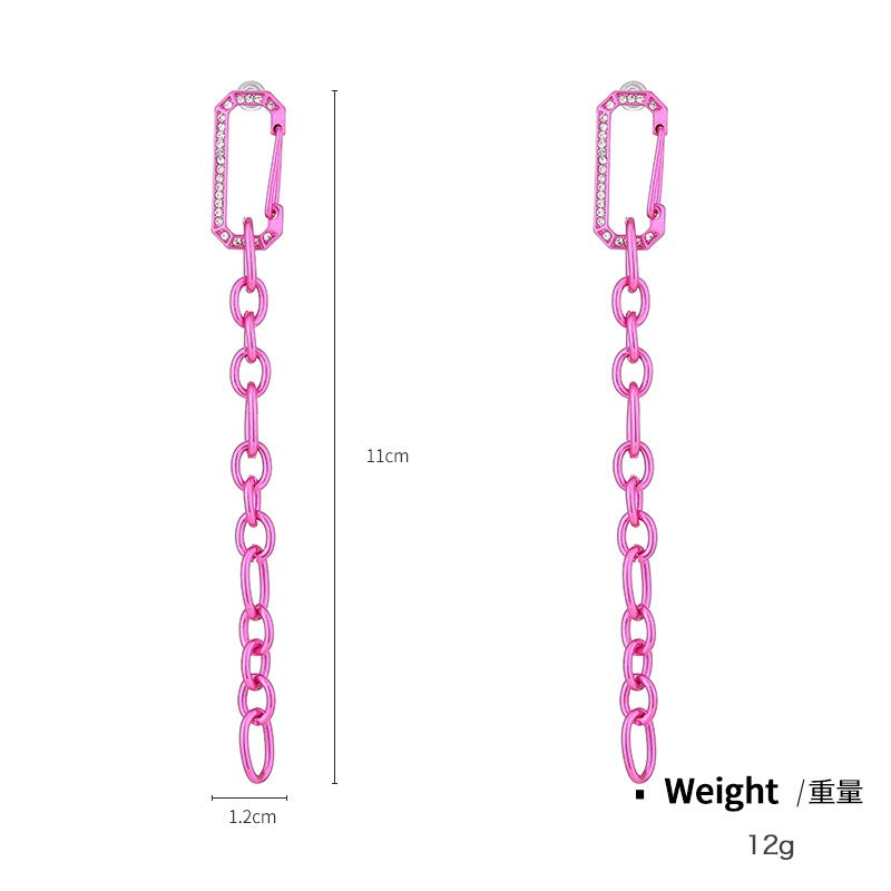 Kenjay Digital Color Thick Chain Fushica Pink Chunky Chain Earrings Necklace Bracelet Set