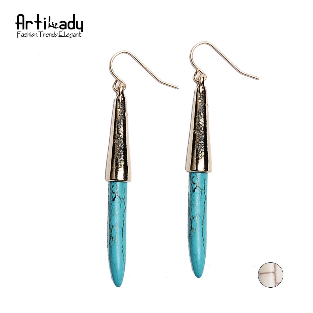 Artilady stone tassels stud earrings vintage stone