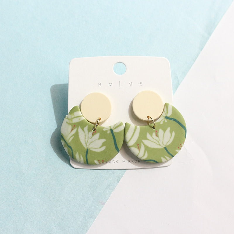 Earrings New Product Vintage Fresh Lotus Square Geometric Earrings for Women S925 Silver Needle Earrings