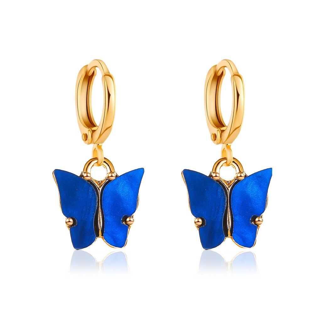 Fashion Cute Butterfly Women's Earrings Stud Color Acrylic Stud Earrings Animal Sweet Colorful Stud Earrings Girls Jewelry