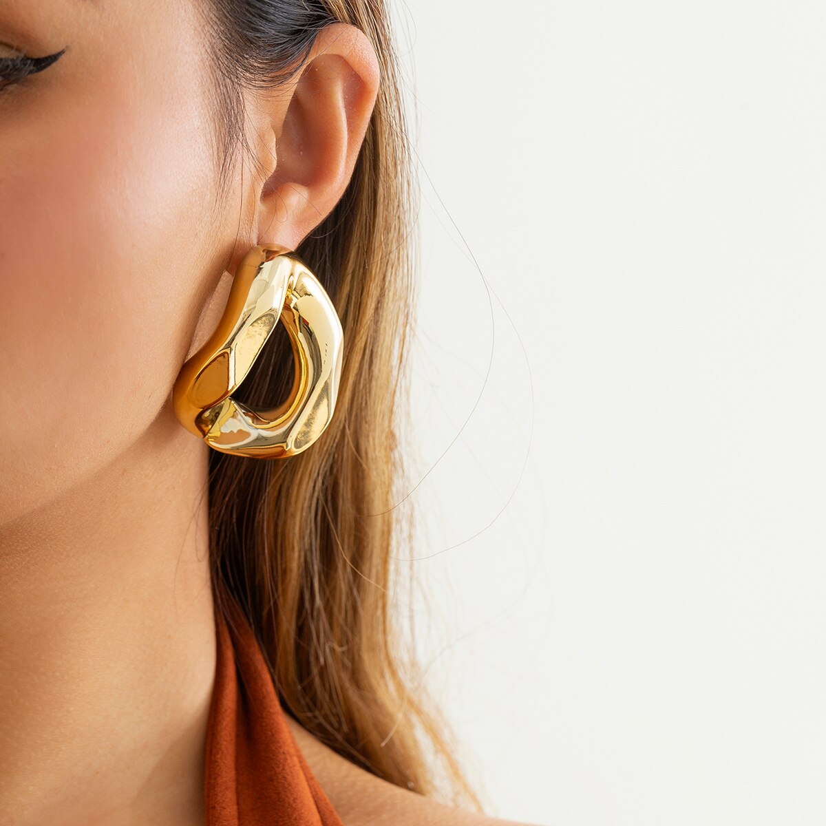 Hip Hop Thick Chain Drop Earrings for Women Exaggerated Big Hanging Earrings Fashion Jewelry
