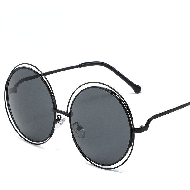 New Round Oversized Sunglasses Women Brand Designer Big Circle Gradient Mirror Sun Glasses Female Metal Frame Cool Eyewear