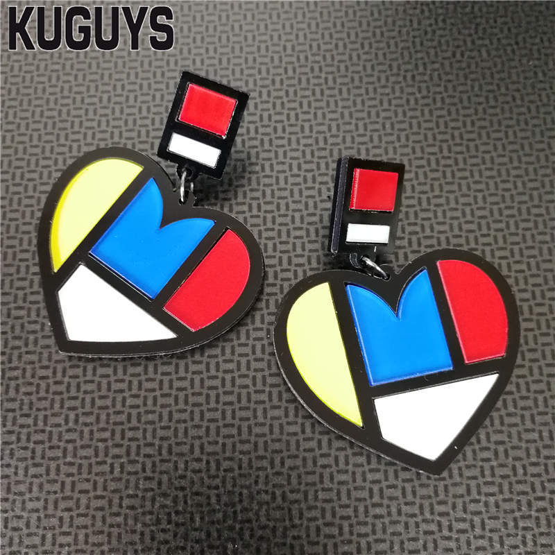 Acrylic Jewelry Custom Brincos Jewelry Geometric Heart Earrings for Women Pendientes Hyperbole Drop Earring Oorbellen
