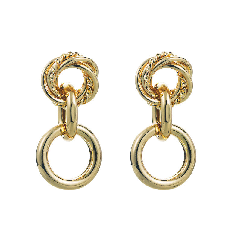 Fashion Personality Alloy Round Chain Earrings Female Trend Simple Earrings