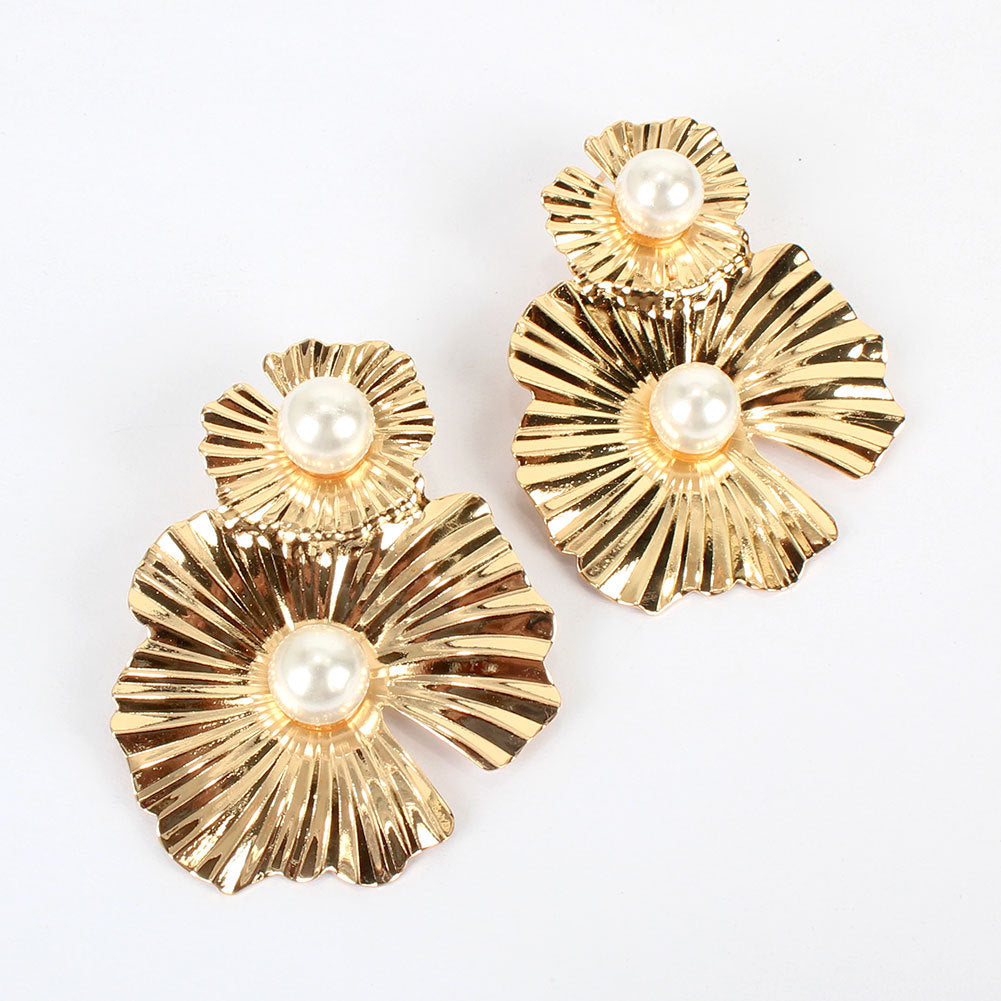 Fashion Metal Flower Earrings Simple Retro Irregular Flower Earrings For Women