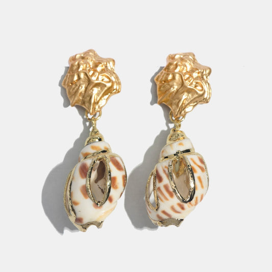 Round Shell Dangle Earrings For Women Vintage Gold Color Metal Punk Drop Earring Wedding Party Gifts Jewelry