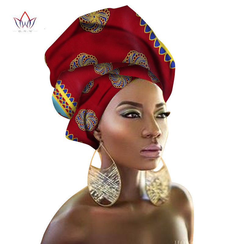 BRW Multi-color Israelite African Print Ankara Head wrap Tie Scarf High Quality Hair Accessories Gele Ipele African Bazin Rich Headwear