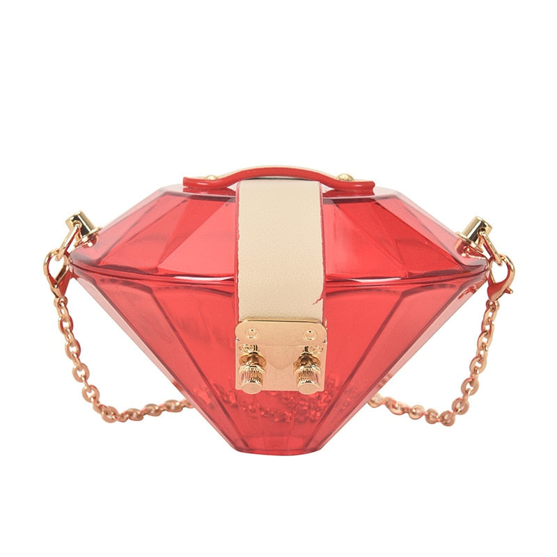 Acrylic Diamond Shape Women's Purses and Handbags Party Clutch Bag Mini Chain Shoulder Bag Evening Bag Luxury Designer Bag
