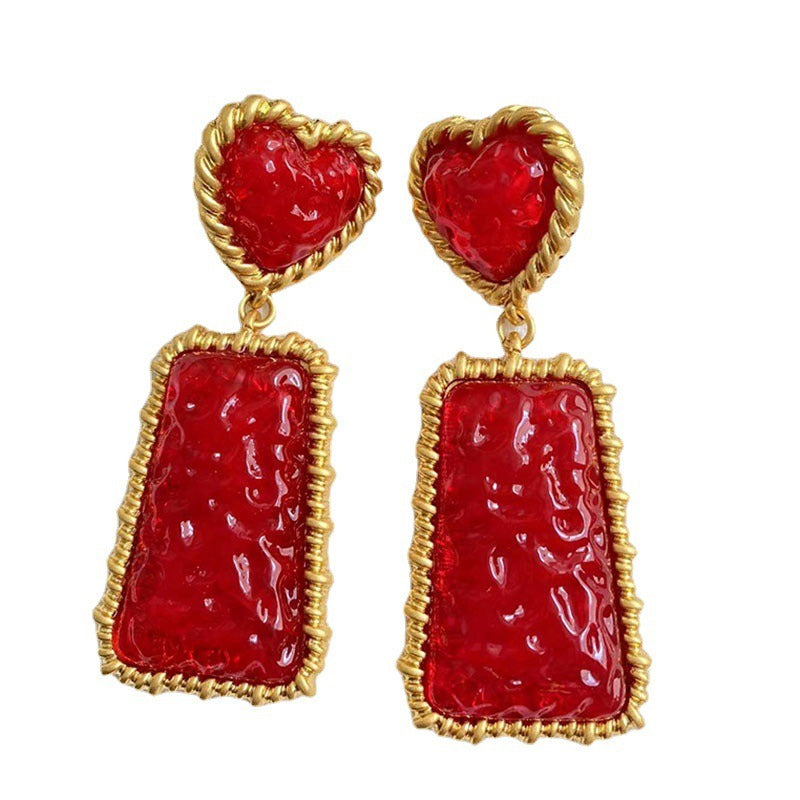 Ear studs macaron love rectangle